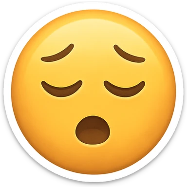 yellow face with sleepy expression emoji, digital illustration, no background sticker