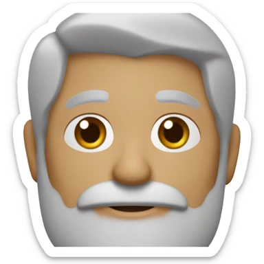 A 58-year-old man with salt and pepper hair and a gray beard with hazel eyes sticker