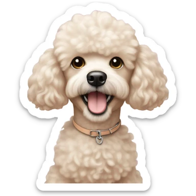 mini white albaricoque poodle smiling  sticker