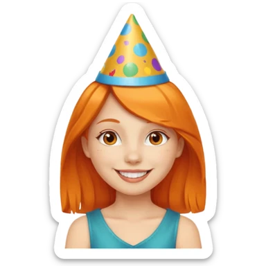 party hatted orange haired girl sticker
