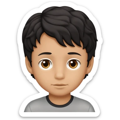 Siyah dalgalı saçlı kahveringi gözlü kücük erkek çocuk sticker