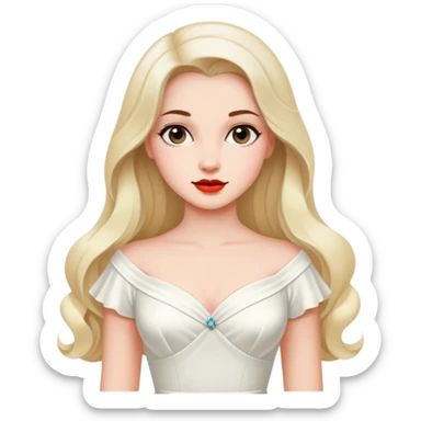 Beautiful woman in 1950’s woman fashion look, white dress, long hair sticker