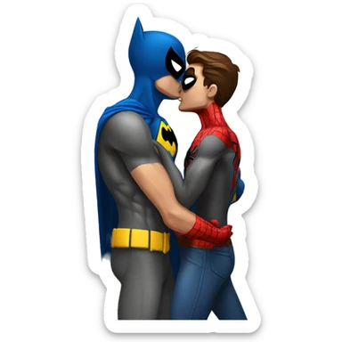 Spiderman kiss batman sticker