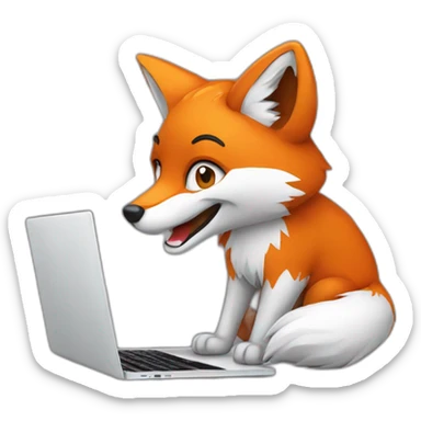 Fox with laptop sticker