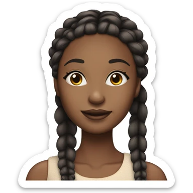 african american woman with long lashes and braids sticker