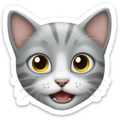 grey kitten screams  sticker