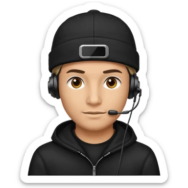 HACKER WITH HEADSET BLACK CAP HANDSOME sticker