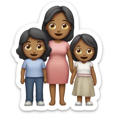 Familia de 5 personas, mamá albina, hijo mayor, hija mediana niña, hijo menor sticker