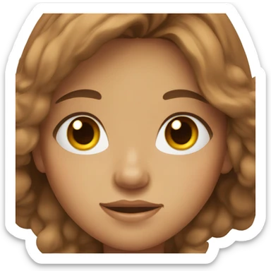 a girl with brown eyes, brown long hair with a slight shade of orange, freckles on her face sticker