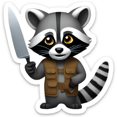 A raccoon holding a knife sticker