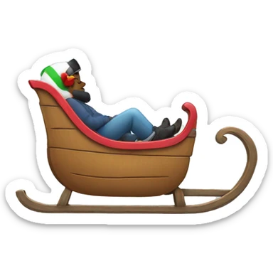 An emoji with a sled on its head.  sticker