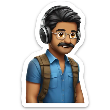 tamilnadu actor vijay with headphone sticker