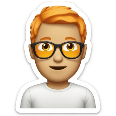 Boy with orange hair glasses and beard sticker