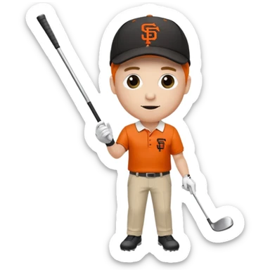 Man with Driving a Golf ball with San Francisco Giants cap sticker