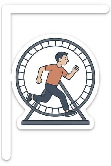 Uomo che corre dentro la ruota del criceto sticker