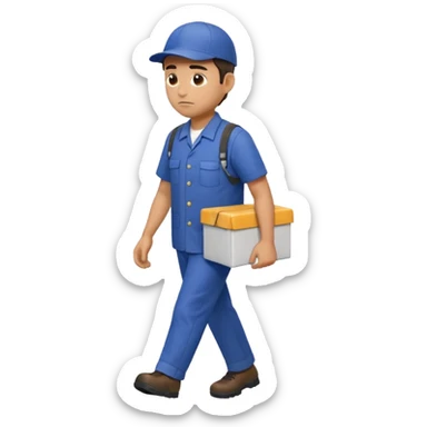 emoji of delivery man is going somewhere to the right , he is sad, he is dressed in work uniform sticker