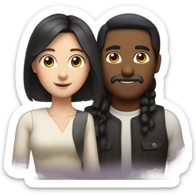 White couple with black hair girl and long brown hair man  sticker