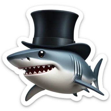 Shark with a top hat sticker