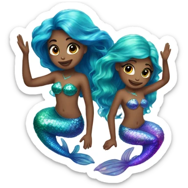 two mermaids, colorful, shimmer, beautiful, aesthetic sticker