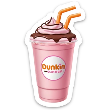 Light pink Dunkin refresher with chocolate cold foam melting into drink  sticker