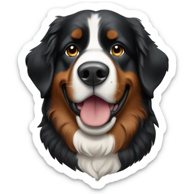Bernese Mountain Dog with brown leather collar sticker