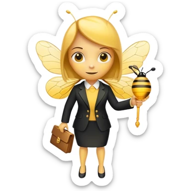 a bee in an office suit with keys in her hand.  sticker