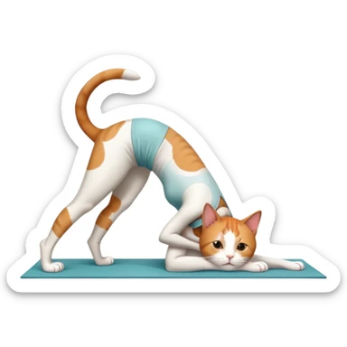 cat in downward dog yoga pose, triangle pose with raised hips sticker