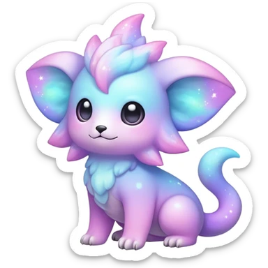 Cute adorable kawaii colorful pastel nebula fantasy animal hybrid Fakemon full body sticker