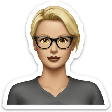 ultra realistic charlize theron wearing shirt and glasses  sticker