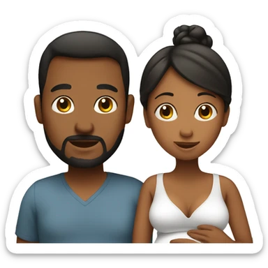 A pregnant woman with her husband  sticker