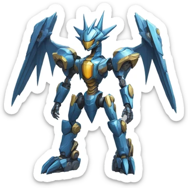a futuristic mechanical spiky Medabot-Dragon full body sticker