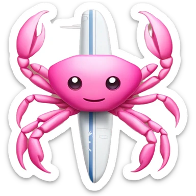 Pink crab on top of a plane sticker