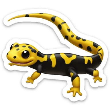 Spotted  black yellow salamander excited  sticker