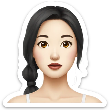 stunning korean woman big lips and  black long hair  sticker