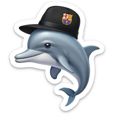 dolphin with hat black and fcbarcelona t shirth sticker