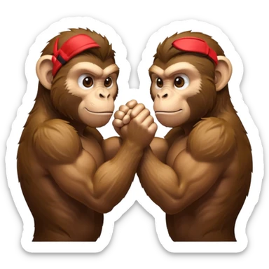 2 monkey arm wrestling each other sticker