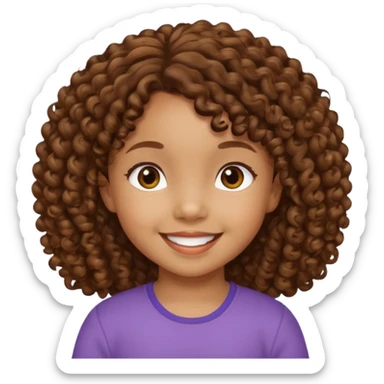 5 year old blasian girl with brown curly hair sticker