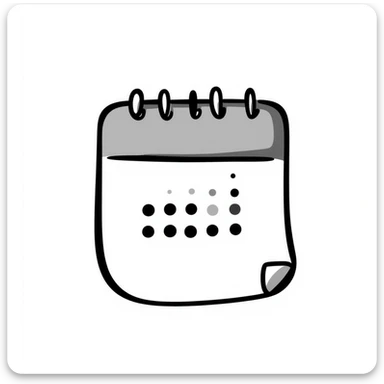 calendar icon, hand-drawn doodle style, black and white sticker