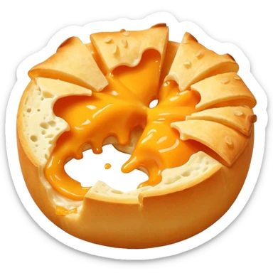 cheese puff with a bite taken out sticker
