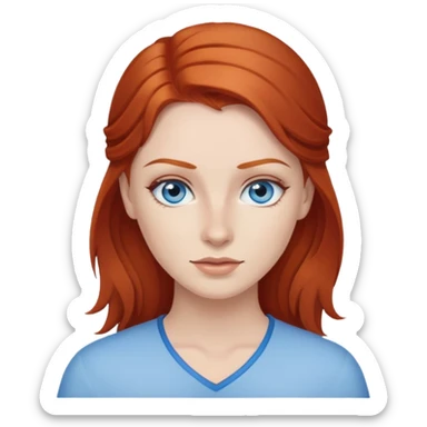 Redhead with blue eyes brown eyebrows sticker