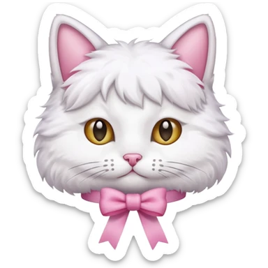 Create me an cute cat with pink ribbon cute sticker