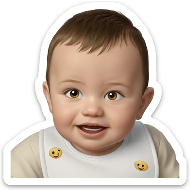 baby boy in bib smiling sticker