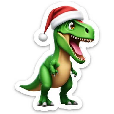 T-Rex wearing Santa hat sticker