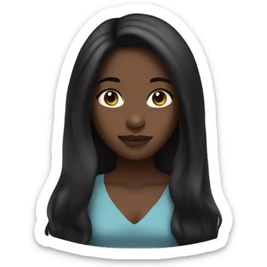 blackgirl with blck long hair and brown eyes sticker