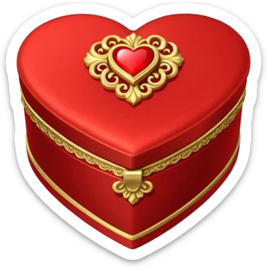 rococó caja de regalo en forma de corazón rojo con dorado sticker