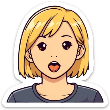 blonde hair brown eyed girl with her tongue out sticker