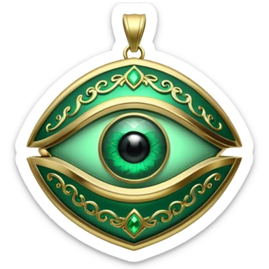Eye shaped green locket  sticker