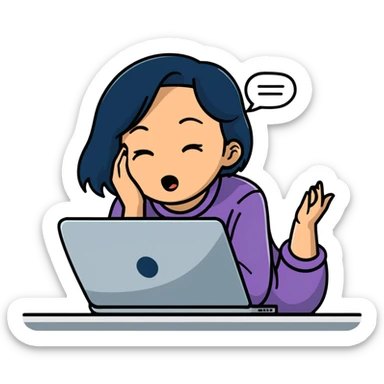 crying woman with laptop sticker