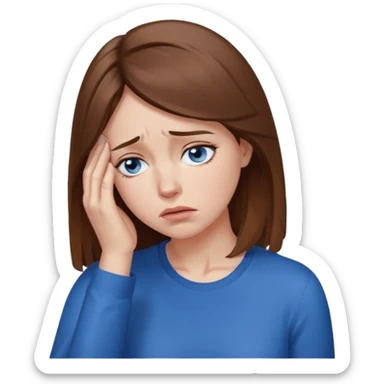 Facepalm woman upset looking down brown hair blue eyes  sticker