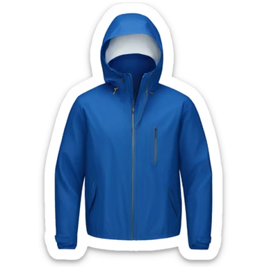 a waterproof K-way jacket totally in Blue Royal Marine color with hood, just the object itself sticker